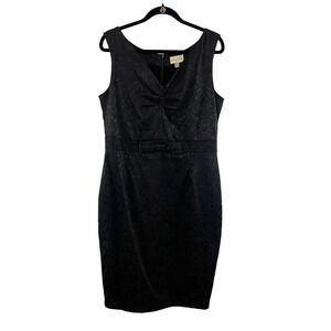 Lindy Bop Black Embossed Sleeveless Bodycon Midi Dress Women's Plus Size 14